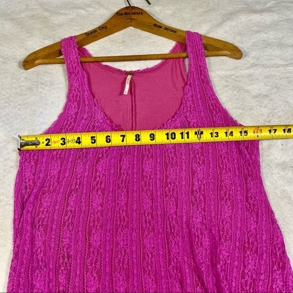 FREE PEOPLE mini dress lace magenta size M - Picture 5 of 9